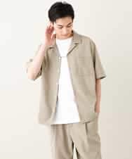 KHBHV78049 a.v.v MEN(アー・ヴェ・ヴェ) 【接触冷感】オープンカラーシャツ 5分袖（セットアップ可）リライトシリーズ3 ダークグレー