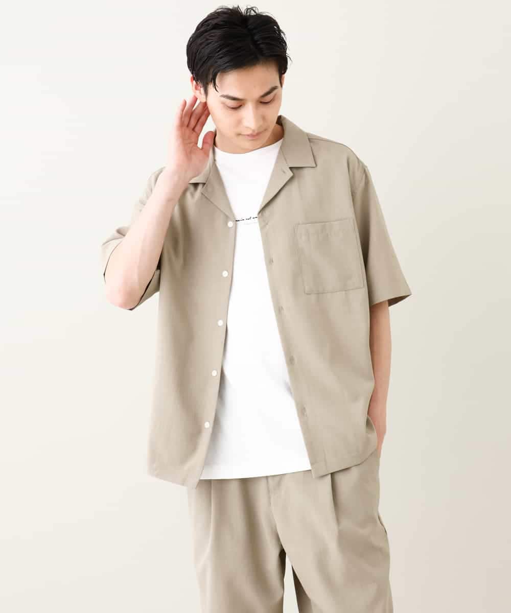 KHBHV78049 a.v.v MEN(アー・ヴェ・ヴェ) 【接触冷感】オープンカラーシャツ 5分袖（セットアップ可）リライトシリーズ3 ダークグレー
