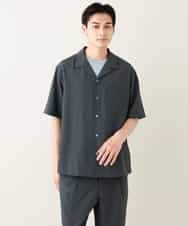 KHBHV78049 a.v.v MEN(アー・ヴェ・ヴェ) 【接触冷感】オープンカラーシャツ 5分袖（セットアップ可）リライトシリーズ3 ダークグレー