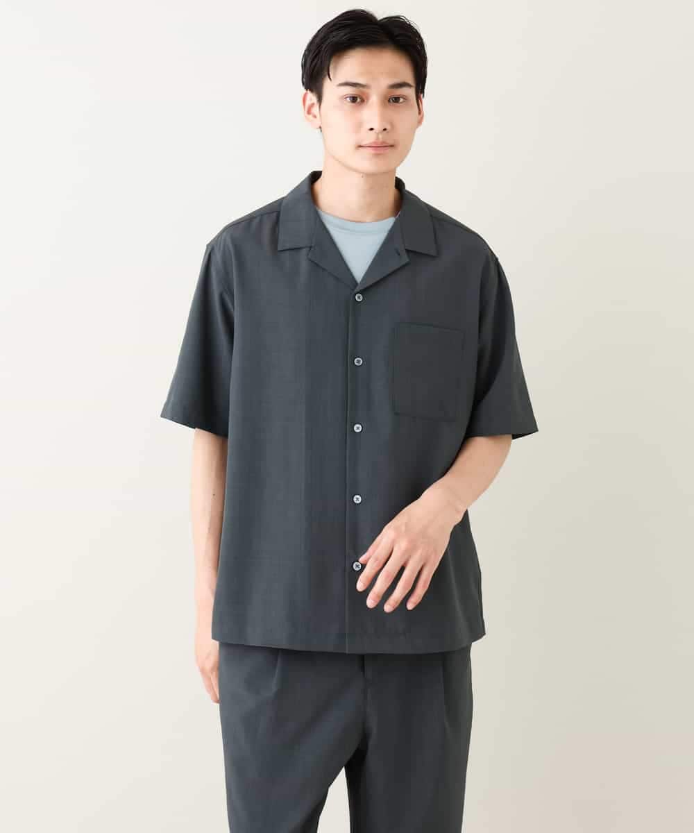 KHBHV78049 a.v.v MEN(アー・ヴェ・ヴェ) 【接触冷感】オープンカラーシャツ 5分袖（セットアップ可）リライトシリーズ3 ダークグレー