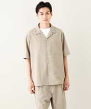 KHBHV78049 a.v.v MEN(アー・ヴェ・ヴェ) 【接触冷感】オープンカラーシャツ 5分袖（セットアップ可）リライトシリーズ3 ダークグレー