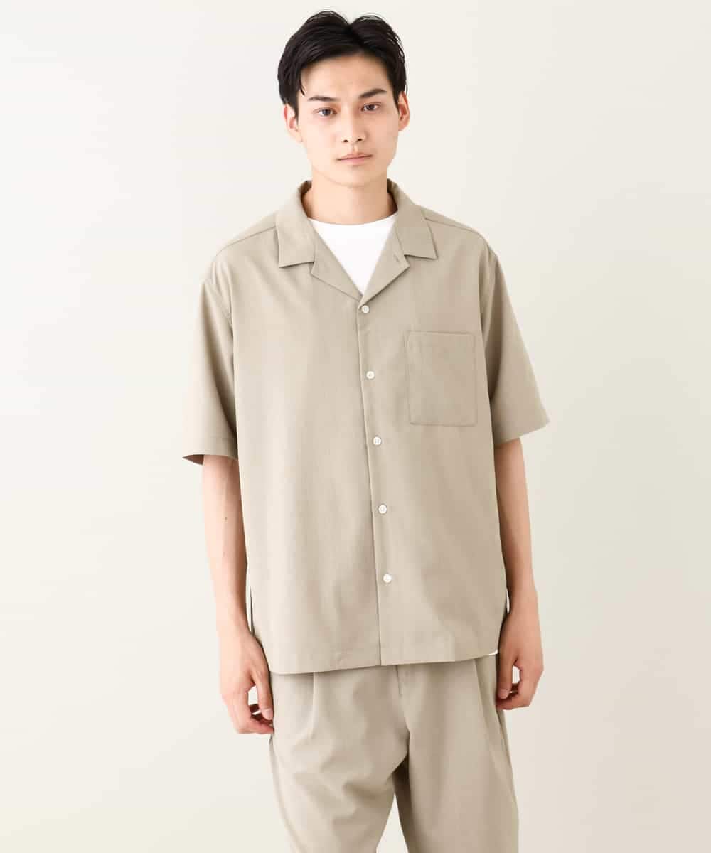 KHBHV78049 a.v.v MEN(アー・ヴェ・ヴェ) 【接触冷感】オープンカラーシャツ 5分袖（セットアップ可）リライトシリーズ3 ダークグレー
