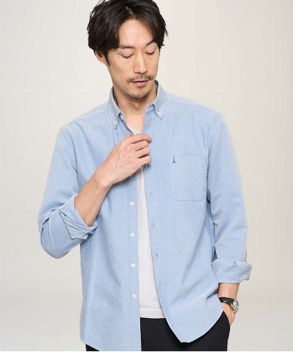 KHBJA01049 a.v.v MEN 【イージーケア/速乾/毛玉になりにくい】ボタンダウンオックスシャツ