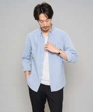 KHBJA01049 a.v.v MEN(アー・ヴェ・ヴェ) 【イージーケア/速乾/毛玉になりにくい】ボタンダウンオックスシャツ ブルー