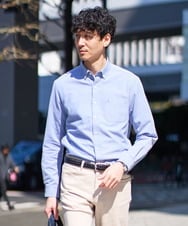 KHBJA01049 a.v.v MEN(アー・ヴェ・ヴェ) 人気No1シャツ【イージーケア/速乾/毛玉になりにくい】ボタンダウンオックスシャツ ブルー