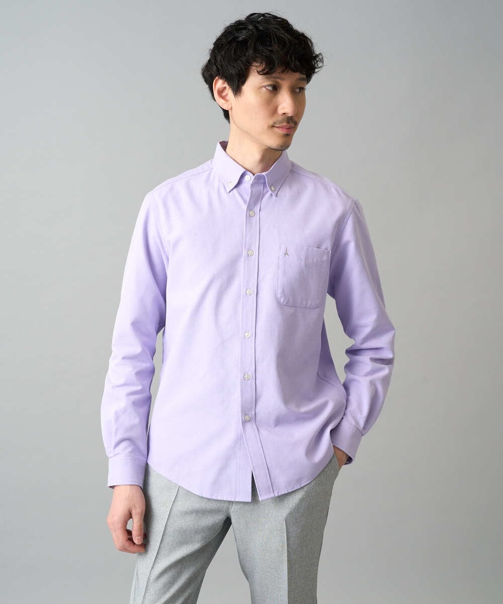 KHBJA01049 a.v.v MEN(アー・ヴェ・ヴェ) 【イージーケア/速乾/毛玉になりにくい】ボタンダウンオックスシャツ ラベンダー