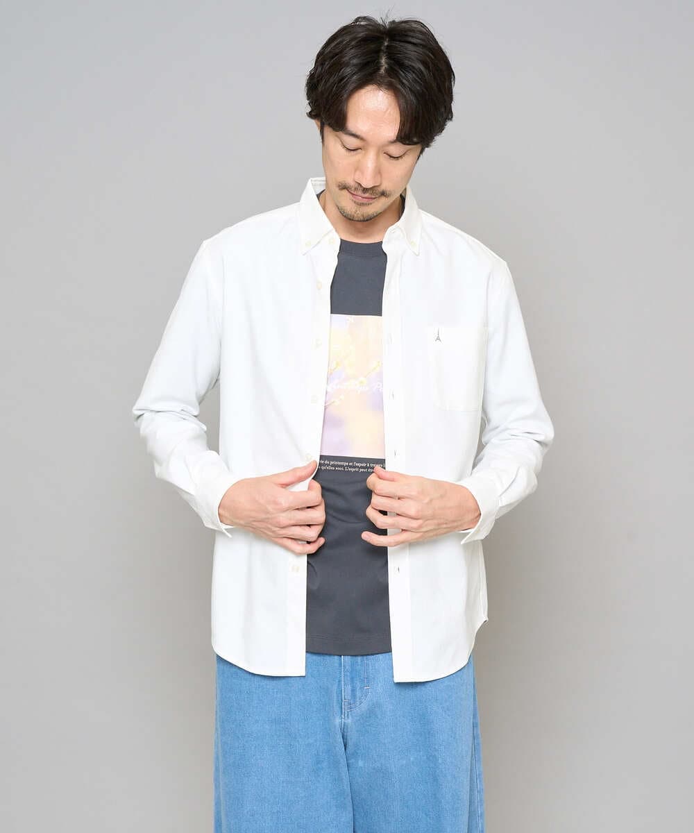 KHBJA01049 a.v.v MEN(アー・ヴェ・ヴェ) 【イージーケア/速乾/毛玉になりにくい】ボタンダウンオックスシャツ ホワイト