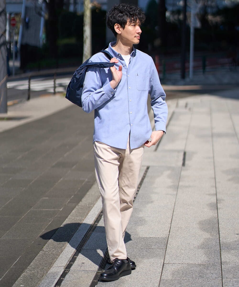 KHBJA01049 a.v.v MEN(アー・ヴェ・ヴェ) 人気No1シャツ【イージーケア/速乾/毛玉になりにくい】ボタンダウンオックスシャツ ホワイト