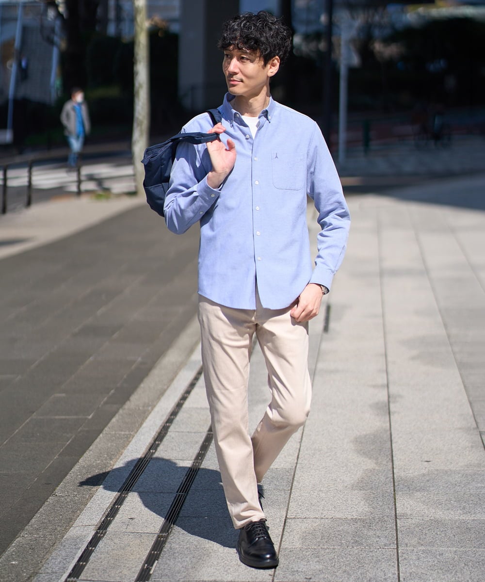 KHBJA01049 a.v.v MEN(アー・ヴェ・ヴェ) 人気No1シャツ【イージーケア/速乾/毛玉になりにくい】ボタンダウンオックスシャツ ホワイト