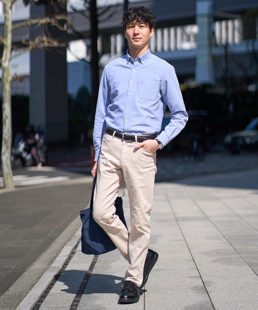 KHBJA01049 a.v.v MEN(アー・ヴェ・ヴェ) 人気No1シャツ【イージーケア/速乾/毛玉になりにくい】ボタンダウンオックスシャツ ホワイト