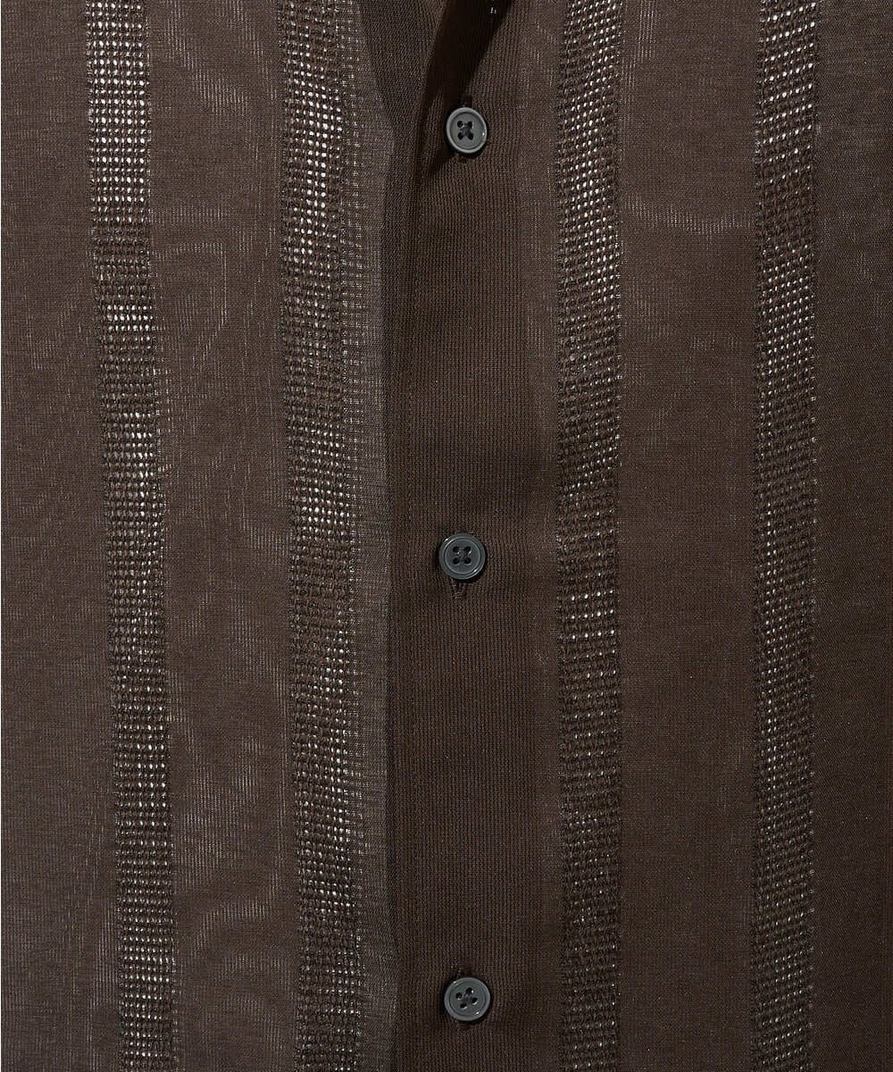 KHBJA08069 a.v.v MEN(アー・ヴェ・ヴェ) 【イージーケア/速乾】カラミストライプワイドシルエットシャツ【洗濯機で洗える】 ダークグレー