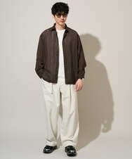 KHBJA08069 a.v.v MEN(アー・ヴェ・ヴェ) 【イージーケア/速乾】カラミストライプワイドシルエットシャツ【洗濯機で洗える】 ダークグレー