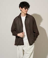 KHBJA08069 a.v.v MEN(アー・ヴェ・ヴェ) 【イージーケア/速乾】カラミストライプワイドシルエットシャツ【洗濯機で洗える】 ダークグレー