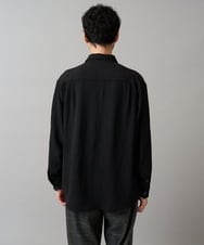 KHBJA13064 a.v.v MEN(アー・ヴェ・ヴェ) ワッシャーストレッチワイドシルエットシャツ ブラック