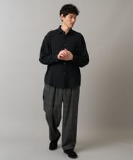 KHBJA13064 a.v.v MEN(アー・ヴェ・ヴェ) ワッシャーストレッチワイドシルエットシャツ ブラック