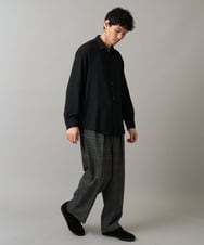 KHBJA13064 a.v.v MEN(アー・ヴェ・ヴェ) ワッシャーストレッチワイドシルエットシャツ ブラック