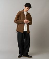 KHBJA13064 a.v.v MEN(アー・ヴェ・ヴェ) ワッシャーストレッチワイドシルエットシャツ ブラック