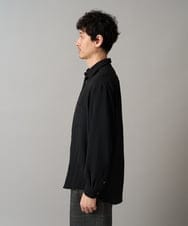 KHBJA13064 a.v.v MEN(アー・ヴェ・ヴェ) ワッシャーストレッチワイドシルエットシャツ ブラック