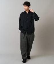 KHBJA13064 a.v.v MEN(アー・ヴェ・ヴェ) ワッシャーストレッチワイドシルエットシャツ ブラック