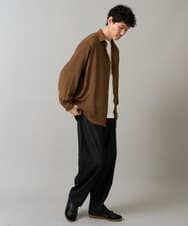 KHBJA13064 a.v.v MEN(アー・ヴェ・ヴェ) ワッシャーストレッチワイドシルエットシャツ ブラック