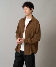 KHBJA13064 a.v.v MEN(アー・ヴェ・ヴェ) ワッシャーストレッチワイドシルエットシャツ ブラック