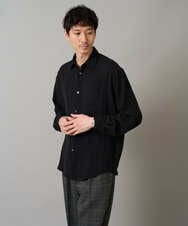 KHBJA13064 a.v.v MEN(アー・ヴェ・ヴェ) ワッシャーストレッチワイドシルエットシャツ ブラック
