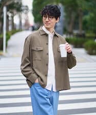 KHBJA16064 a.v.v MEN(アー・ヴェ・ヴェ) 【イージーケア/シワになりにくい】ダブルポケットシャツ 秋リライト【洗濯機で洗える/ストレッチ】 モカブラウン