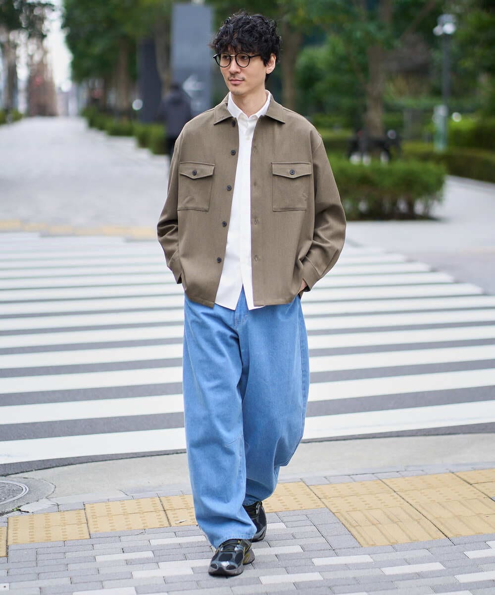 KHBJA16064 a.v.v MEN(アー・ヴェ・ヴェ) 【イージーケア/シワになりにくい】ダブルポケットシャツ 秋リライト【洗濯機で洗える/ストレッチ】 ダークグレー