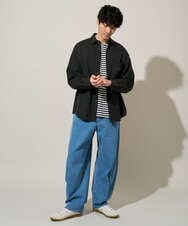 KHBJA17054 a.v.v MEN(アー・ヴェ・ヴェ) 春先の軽い羽織に【イージーケア/シワになりにくい】ワイドシルエットシャツ リライト【洗濯機で洗える/ストレッチ】 ダークグレー