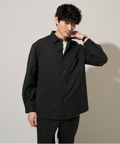 KHBJA17054 a.v.v MEN 春先の軽い羽織に【イージーケア/シワになりにくい】ワイドシルエットシャツ リライト【洗濯機で洗える/ストレッチ】