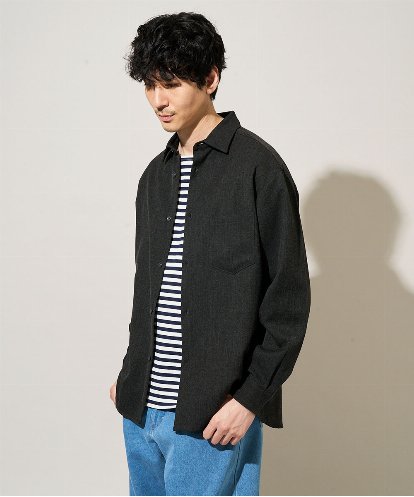 KHBJA17054 a.v.v MEN 春先の軽い羽織に【イージーケア/シワになりにくい】ワイドシルエットシャツ リライト【洗濯機で洗える/ストレッチ】