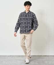 KHBJD08079 a.v.v MEN(アー・ヴェ・ヴェ) 【洗濯機で洗える】クラフトシシュウワイドシルエットシャツ ブラウン