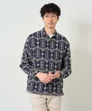 KHBJD08079 a.v.v MEN(アー・ヴェ・ヴェ) 【洗濯機で洗える】クラフトシシュウワイドシルエットシャツ ブラウン