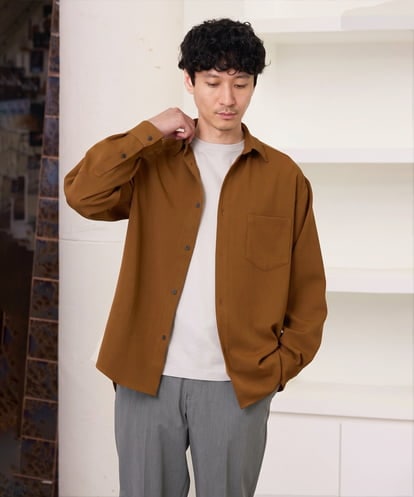 KHBJD17054 a.v.v MEN <支持率NO.1シャツ / 初秋におすすめ>リライト　ワイドシルエットシャツ【ストレッチ/毛玉・シワになりにくい/洗濯機で洗える/イージーケア】