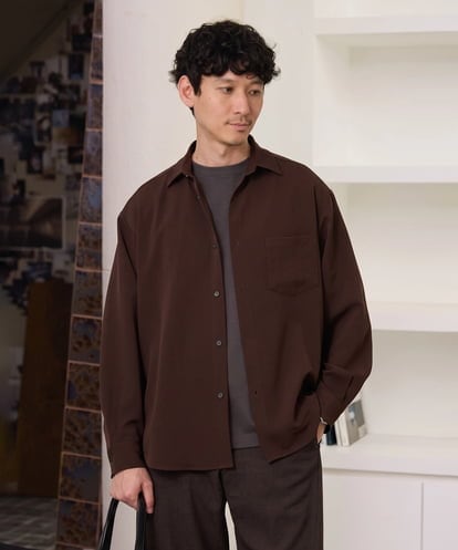 KHBJD17054 a.v.v MEN <支持率NO.1シャツ / 初秋におすすめ>リライト　ワイドシルエットシャツ【ストレッチ/毛玉・シワになりにくい/洗濯機で洗える/イージーケア】