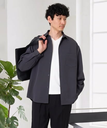 KHBJD17054 a.v.v MEN <支持率NO.1シャツ / 初秋におすすめ>リライト　ワイドシルエットシャツ【ストレッチ/毛玉・シワになりにくい/洗濯機で洗える/イージーケア】