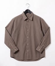 KHBJD65069 a.v.v MEN(アー・ヴェ・ヴェ) 【イージーケア/洗濯機で洗える/シワになりにくい/ストレッチ】ワンサイズピンストライプドルマンシャツ ブラウン
