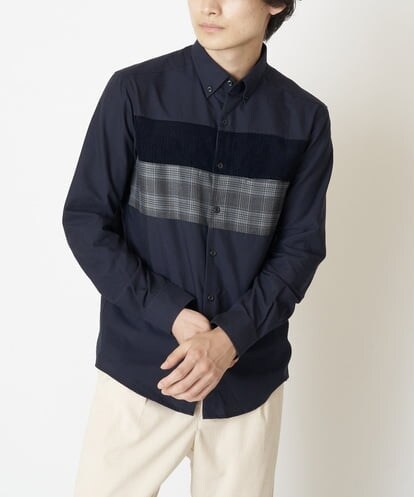KHBJP02054 a.v.v MEN 【S-XXL】パネル切り替えオックスシャツ