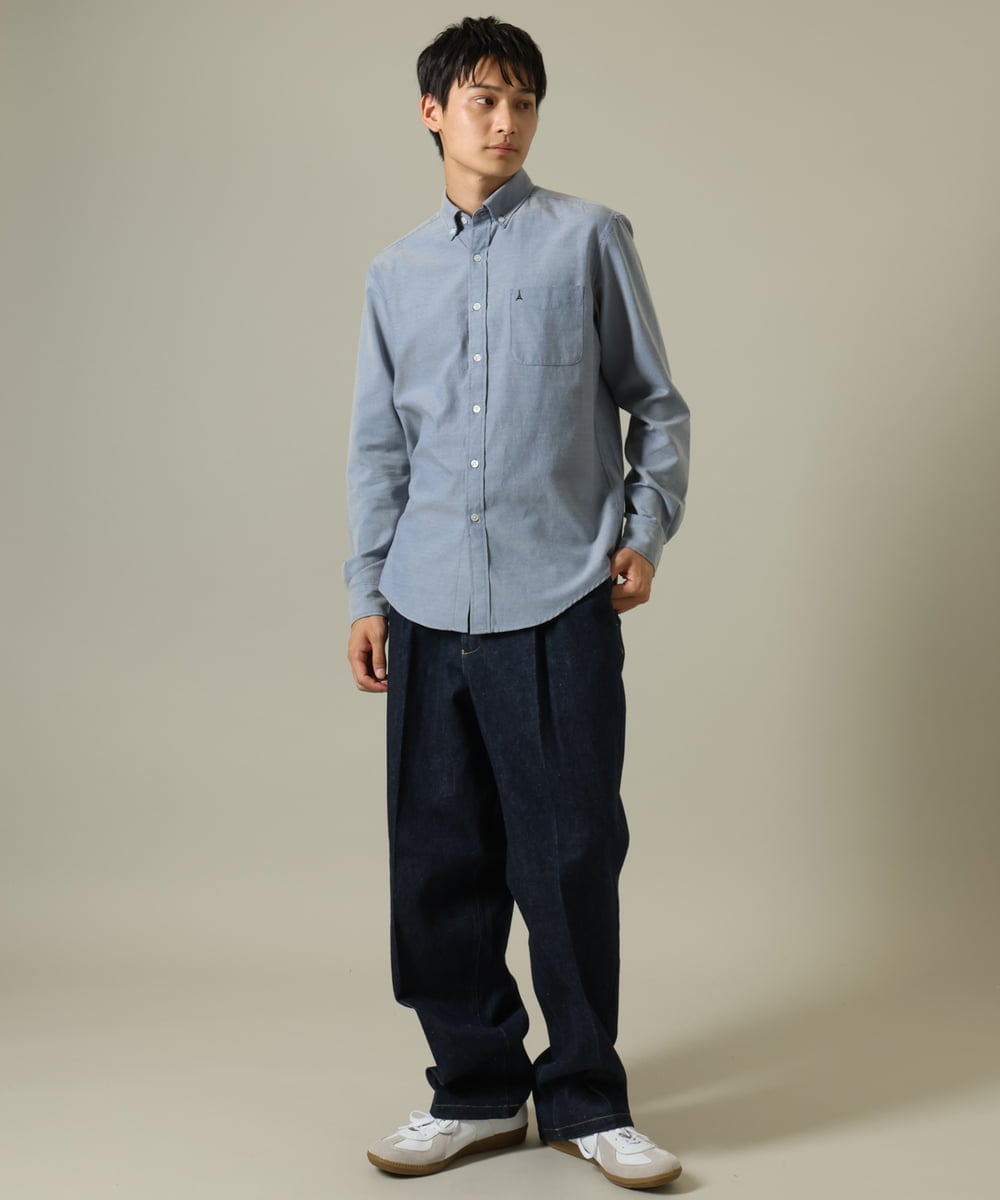 KHBJV01044 a.v.v MEN(アー・ヴェ・ヴェ) 【累計2万枚販売】エッフェル塔刺繍オックスボタンダウンシャツ ライトブラウン