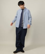 KHBJV01044 a.v.v MEN(アー・ヴェ・ヴェ) 【累計2万枚販売】エッフェル塔刺繍オックスボタンダウンシャツ ライトブラウン