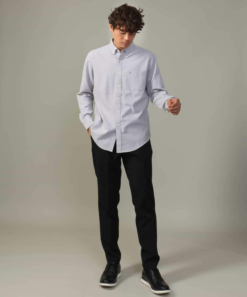 KHBJV01044 a.v.v MEN(アー・ヴェ・ヴェ) 【累計2万枚販売】エッフェル塔刺繍オックスボタンダウンシャツ ライトブラウン