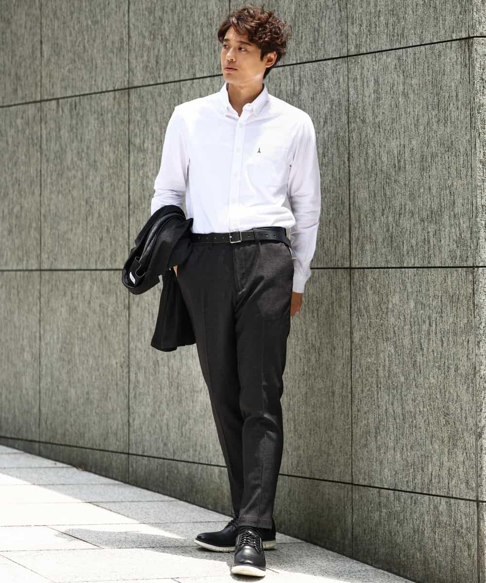 KHBJV01044 a.v.v MEN(アー・ヴェ・ヴェ) 【累計2万枚販売】エッフェル塔刺繍オックスボタンダウンシャツ ライトブラウン