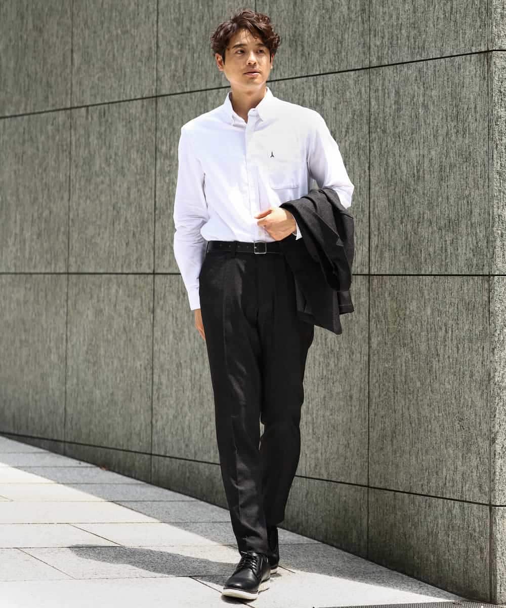 KHBJV01044 a.v.v MEN(アー・ヴェ・ヴェ) 【累計2万枚販売】エッフェル塔刺繍オックスボタンダウンシャツ ライトブラウン