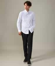 KHBJV01044 a.v.v MEN(アー・ヴェ・ヴェ) 【累計2万枚販売】エッフェル塔刺繍オックスボタンダウンシャツ ライトブラウン