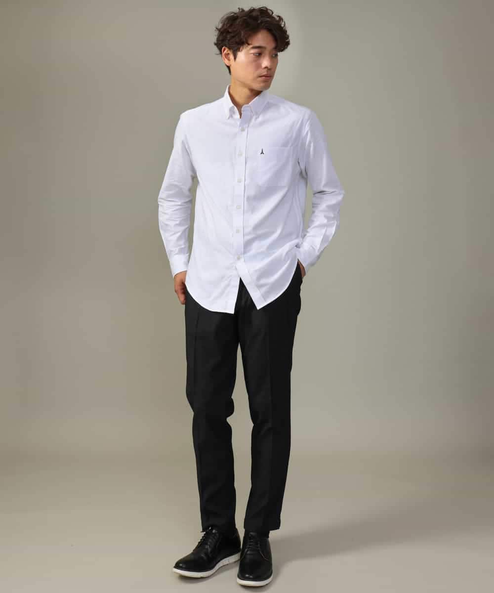 KHBJV01044 a.v.v MEN(アー・ヴェ・ヴェ) 【累計2万枚販売】エッフェル塔刺繍オックスボタンダウンシャツ ライトブラウン
