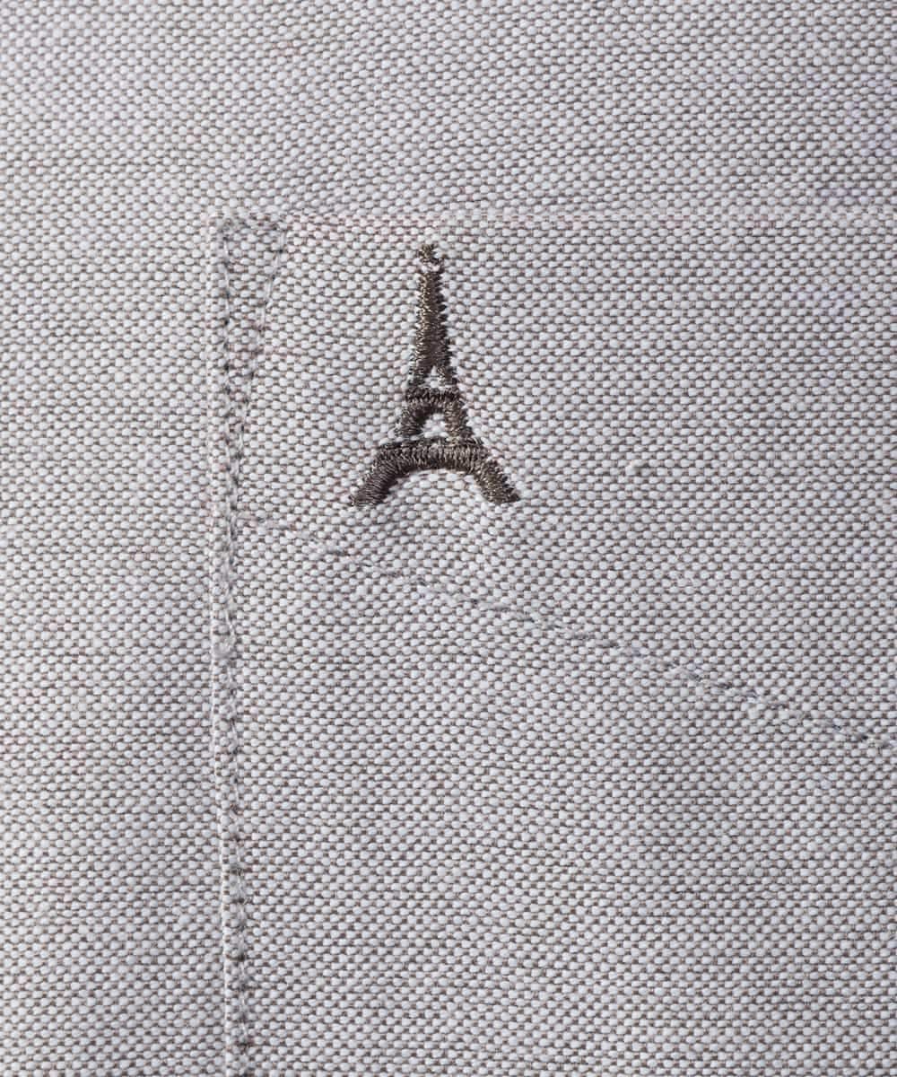 KHBJV01044 a.v.v MEN(アー・ヴェ・ヴェ) 【累計2万枚販売】エッフェル塔刺繍オックスボタンダウンシャツ ライトブラウン