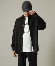 KHBJV13059 a.v.v MEN(アー・ヴェ・ヴェ) 【イージーケア/毛玉になりづらい】ワイドシルエットシャツ グリーン