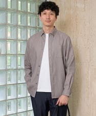 KHBKD21069 a.v.v MEN(アー・ヴェ・ヴェ) ＼上品に整う、大人のシャツ／ ヘリンボーンダブルフェイスシャツ【洗濯機で洗える/毛玉になりにくい】 グレー
