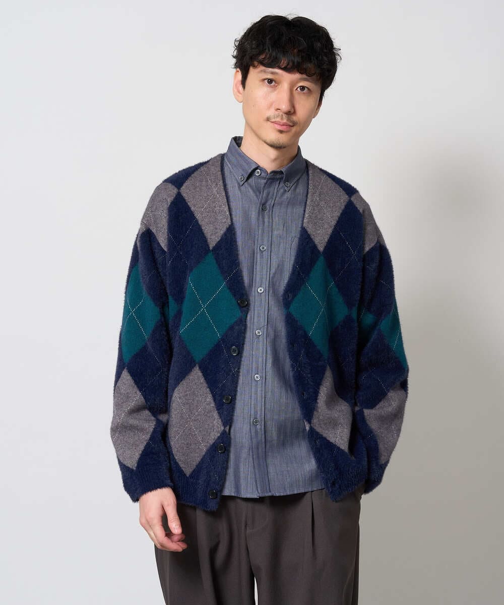 KHBKD21069 a.v.v MEN(アー・ヴェ・ヴェ) ＼上品に整う、大人のシャツ／ ヘリンボーンダブルフェイスシャツ【洗濯機で洗える/毛玉になりにくい】 グレー