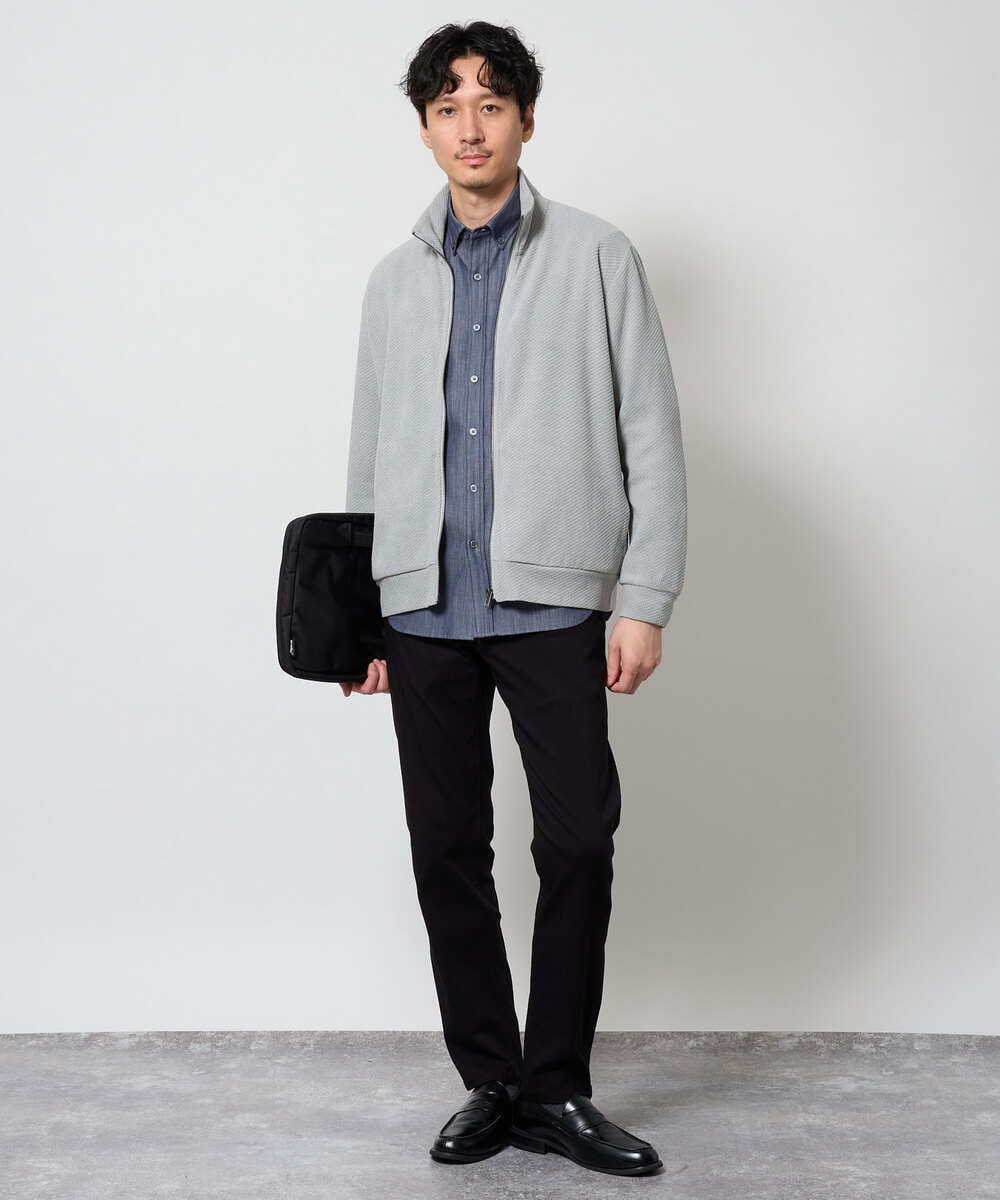 KHBKD21069 a.v.v MEN(アー・ヴェ・ヴェ) ＼上品に整う、大人のシャツ／ ヘリンボーンダブルフェイスシャツ【洗濯機で洗える/毛玉になりにくい】 グレー